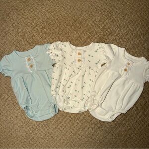 3 Piece Baby Girl Bubble Romper Set- 3 month